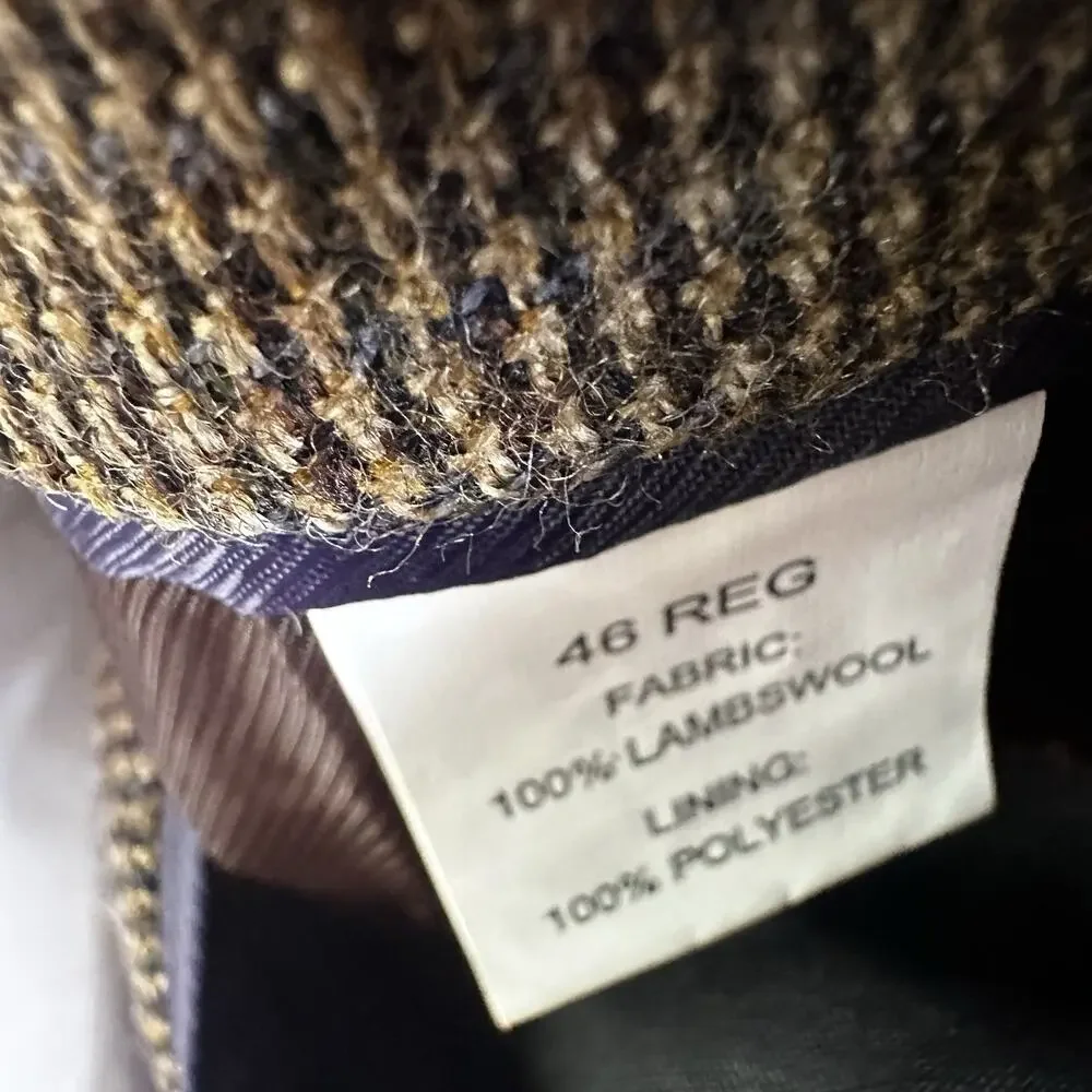 Adolfo Sportcoat Blazer Men 46R New w Tags Lambswool Brown Beige Woven